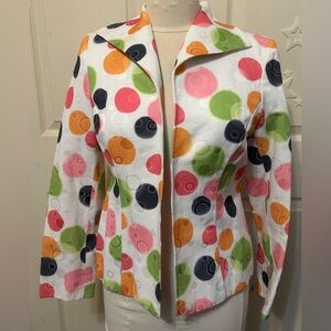 Randy Kemper size 6 Colorful Polka Dot Women's open front Jacket